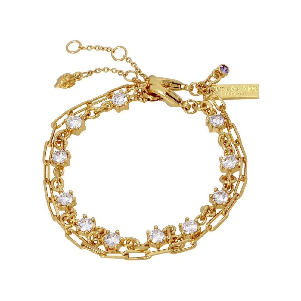 Kurt Geiger London Cubic Zirconia Gold Tone Layering Bracelet Set